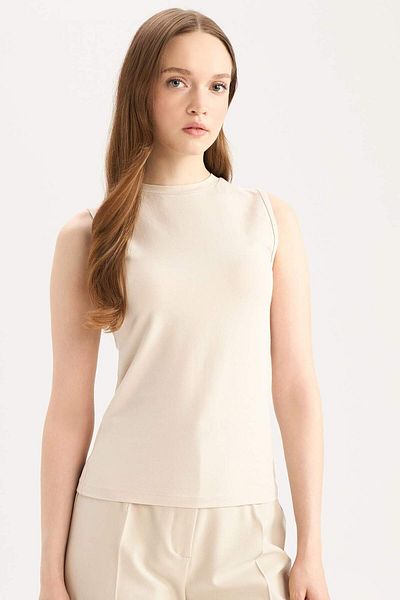 DeFacto Regular Fit Crew Neck Basic απλό αμάνικο εσώρουχο E7619ax25sp