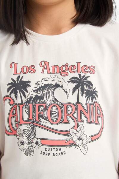 DeFacto Girl's 2Pcs Sweet Set Sleeve T-Shirt and Elastic Shorts E7318A825Hs