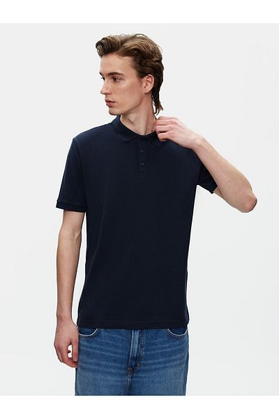 Ltb Μπλουζάκι Polo Neck κοντομάνικο κανονικό Navy Blue