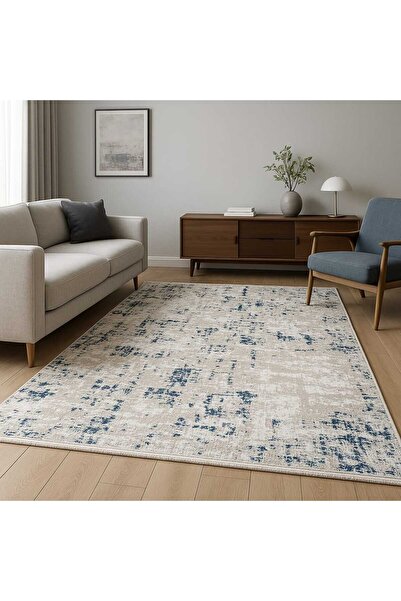 KARAR HALI 4m2 ÖLÇÜSÜNDE SPOR MAVİ DESENLİ AKRİLİK TREND HALI (EN ÜRÜN)