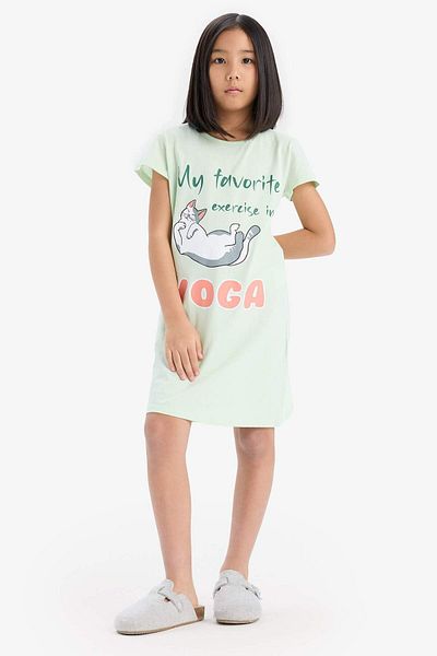 DeFacto Girl Printed Short Sleeve Dress E6228A825Sm