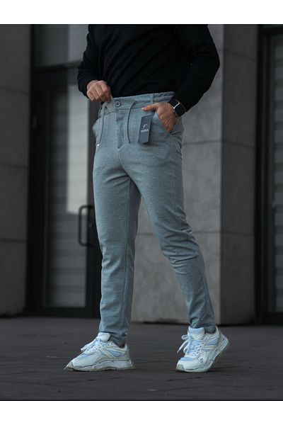 thekaplan Jagger Pants Classic Lycra Lace Detailed Men's Gray Jogger Fabric Trousers