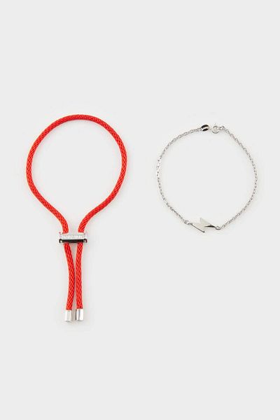 DeFacto Men's 2-Piece Thick Rope Steel Piece and Steel Chain Bracelet E6106Axns