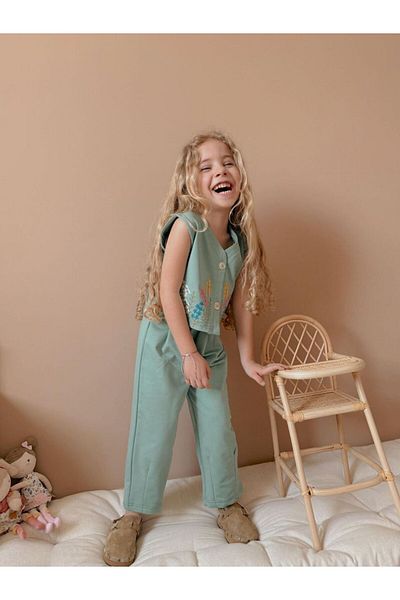 cacakids Caca Daisy Pattern Vest Bottom Top Girl's Set