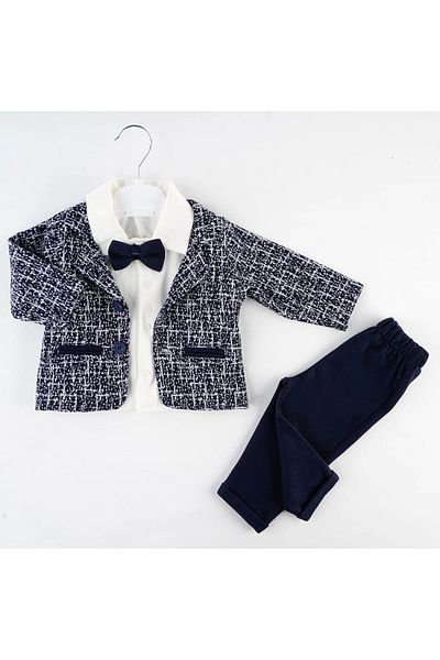 Mc Emirix Kids Wear Fi̇lotali Patterned Jacket 3-Piece Set