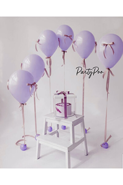 PartyPoo Lilac Balloon Set with Lilac Bow Ribbon 10-Piece Birthday Party Set ...