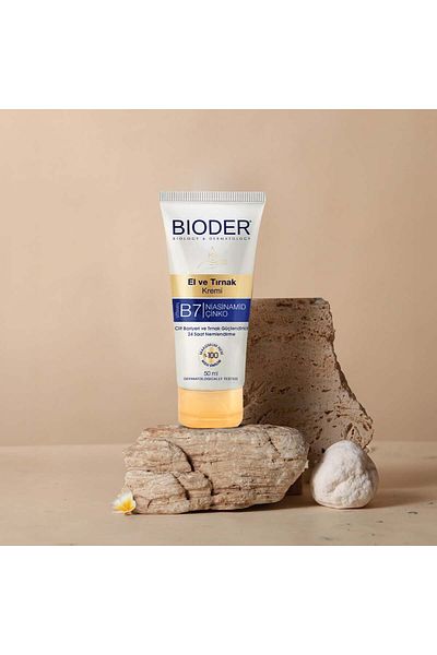 Bioder Hand and Nail Cream Skin Barrier and Nail Strengthener 50 ml - Vitamin B7 Niacinamide Zinc