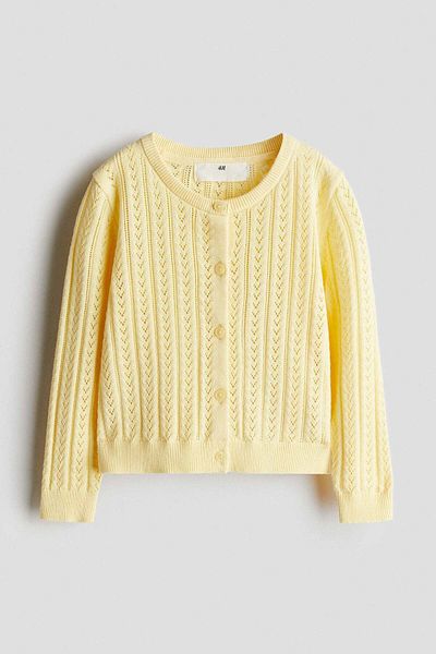H&M كارديجان من القطن محبوك بنمط بوانتلي