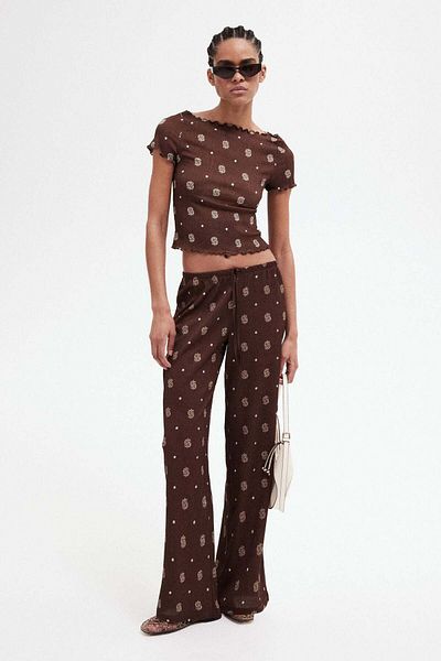 H&M Overlock-detail crinkled top