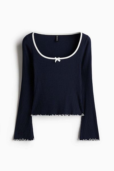 H&M Overlock-detail ribbed top