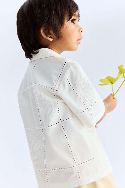 H&M Embroidery-detail cotton shirt