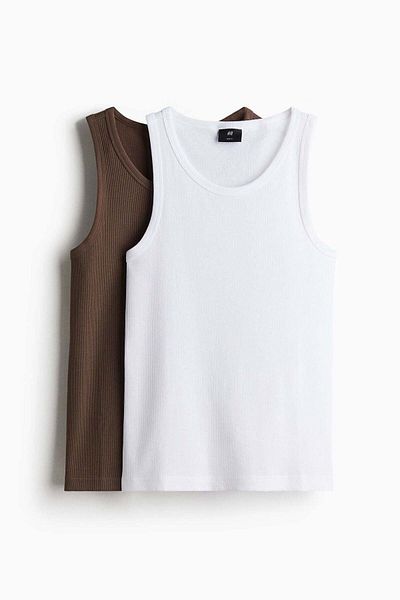 H&M 2-pack Slim Fit Ribbed Vest Tops