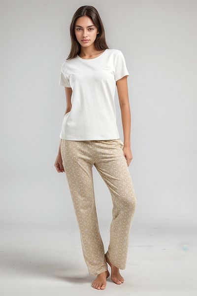 Pierre Cardin Set de pijamale pentru femei cu mâneci scurte și pantaloni lungi cu model