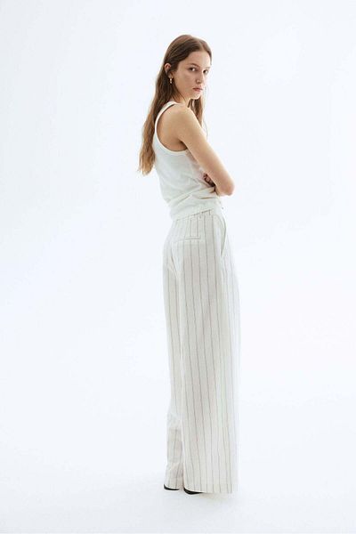 H&M Wide Linen-blend Trousers