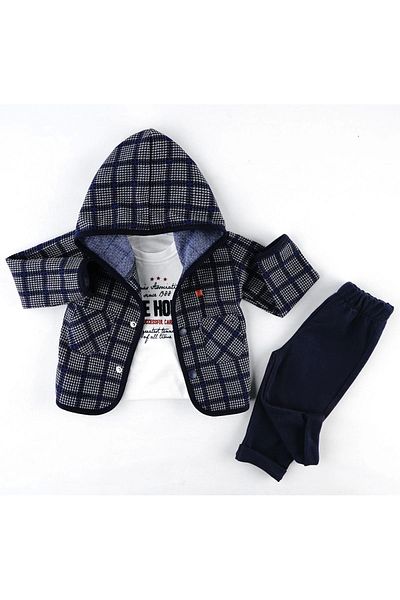 Mc Emirix Kids Wear Plaid Pocketted Jacket Set of 3