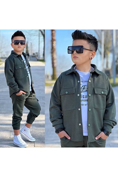 Tarzım Çocuk Üçlü Kombin Gabardin Ceket, Eşofman Altı Ve Tişört Harika Kalite