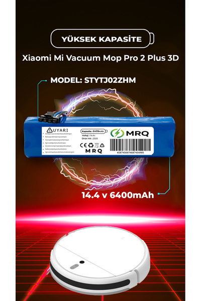 MRQ Xiaomi Mi Vacuum Mop Pro 2 Plus 3D Robot Süpürge Bataryası (Yüksek Kapasi...