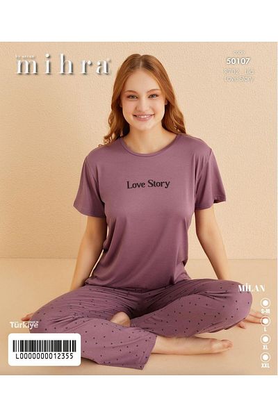 Mihra Women's Crew Neck Milan Lycra Short Sleeve Pajama Set 50107L - 1 Piece