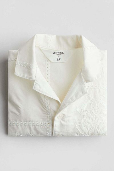 H&M Embroidery-detail cotton shirt