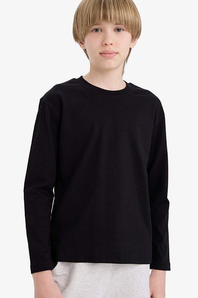 DeFacto Tricou de bază cu mânecă lungă, cu gât de bicicletă, pentru băieți D8552A825SP