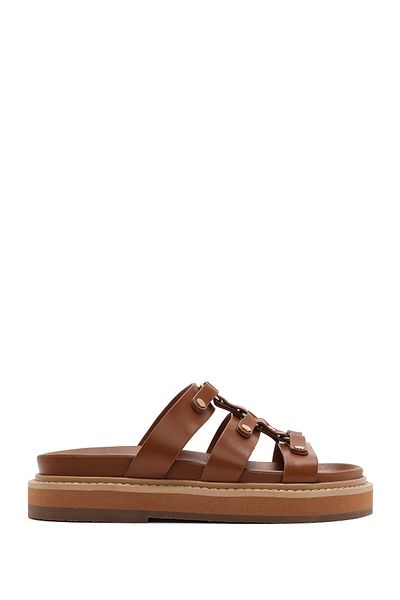 Derimod Women's Tan Thick Soled Slippers 25Sfe 400818
