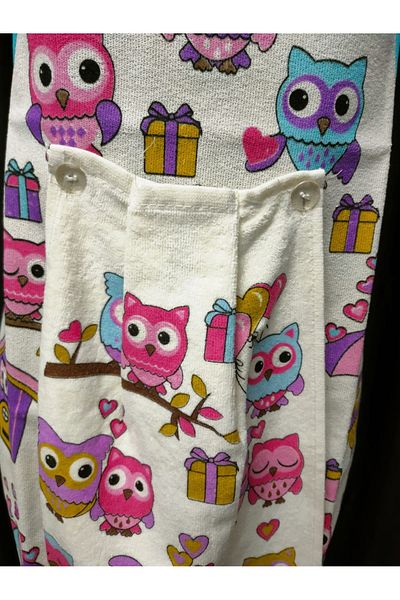 yörük tuhafiye Owl Model Towel Patterned Kitchen Apron Waterproof Kitchen Apron