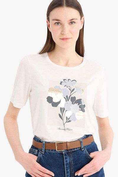 DeFacto Relax Fit Crew Neck Printed Short Sleeve T-Shirt C2121Ax25Sm