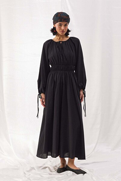 tailor's room فستان فوال برباط على الخصر - أسود