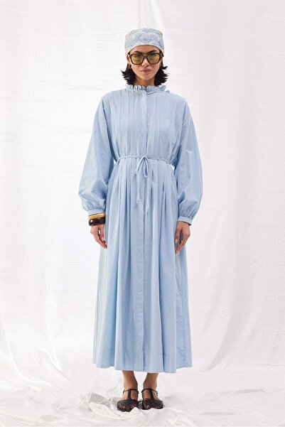 tailor's room Rochie albastra din voile cu nervuri - Bebe