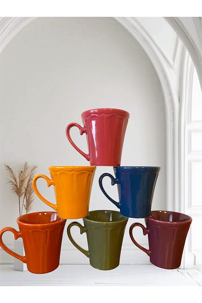 Trend Home Life Colorful Mug Cup Talimat - 6 Pieces 9 cm Otello