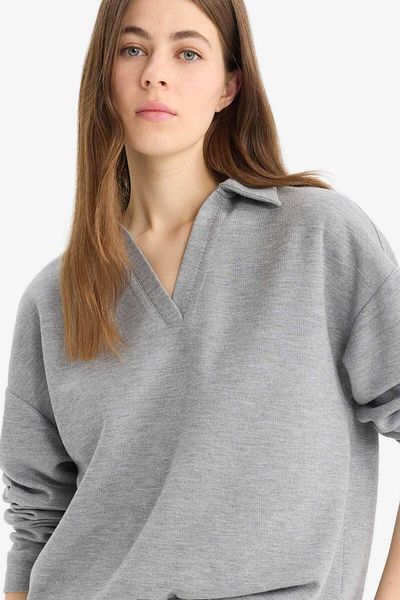 DeFacto Μακρυμάνικο μπλουζάκι Relax Fit Polo Neck Basic μασίφ E8681ax25sp