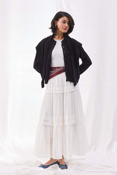Tailors Room Λευκή φούστα Voile με ραβδώσεις