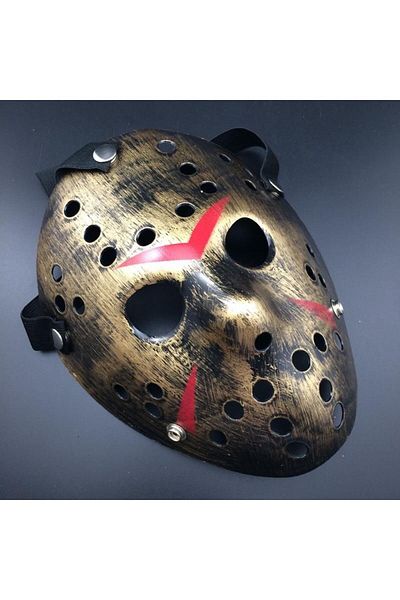 SAVA HOME COLLECTİON Copper Color Red Stripes Full Face Hockey Jason Mask Hannibal Mask