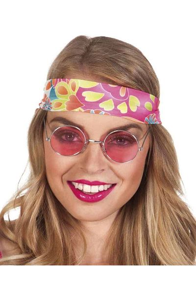 SAVA HOME COLLECTİON Round Glass John Lennon Style Hippie Silver Framed Pink Glasses