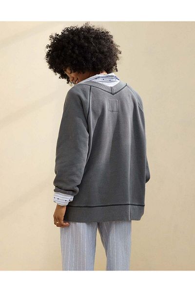 AMERICAN EAGLE Aerie Downtime Textured V-neck Sweatshirt