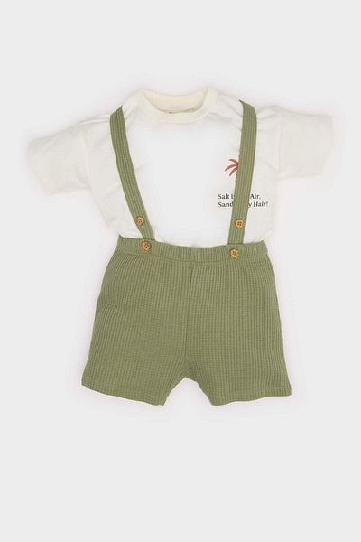 DeFacto Baby Boy 2 Piece Set Printed Short Sleeve T-Shirt Salopet C2257A525Sm