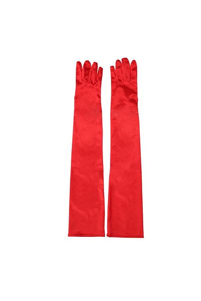 SAVA HOME COLLECTİON Red Color Extra Luxury Shiny Long Size Satin Gloves