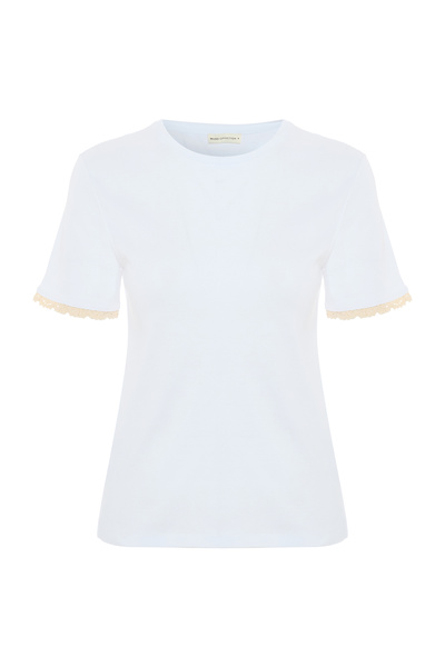Mudo Cycling Collar T-Shirt with Lace Detail on Sleeve