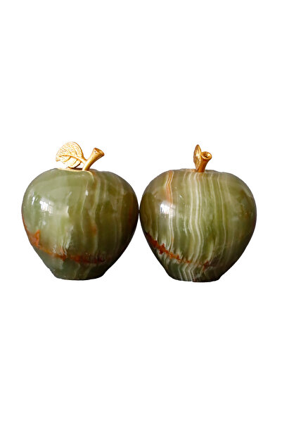 Natural Onyx Stone Apple Trinket | Decorative Table Top and Office Accessory | 5.5 x 5 cm