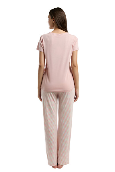 Pierre Cardin Women's Short Sleeve V-Neck Pocket Detailed Pajama Set Vr.Pc.K90.T11.Yd1