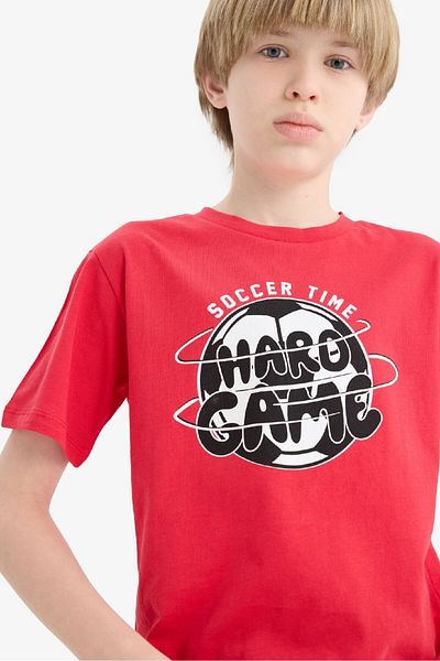 DeFacto Boy's Crew Neck Printed Short Sleeve T-Shirt F0178A825Sm