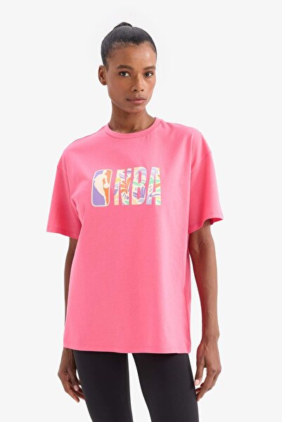 DeFacto Fit Nba Wordmark Oversize Φαρδιά Εφαρμογή Crew λαιμόκοψη κοντομάνικο μπλουζάκι A1711ax25sm