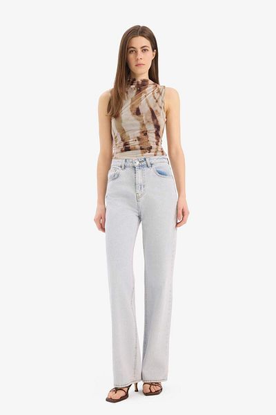 DeFacto Slim Fit Slim Fit Batik-Tüll-Tanktop mit Rundhalsausschnitt E8471AX25SP
