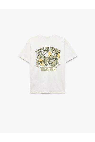 Koton Printed Short Sleeve Crew Neck Cotton T-Shirt