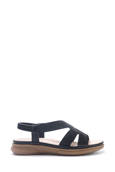 İnci INCI KORI 5FX Schwarze flache Damensandalen