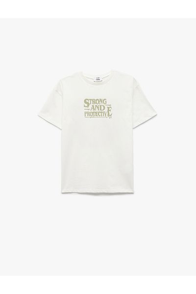 Koton Printed Short Sleeve Crew Neck Cotton T-Shirt