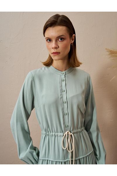 KYR Φόρεμα με κορδόνια στη μέση Rayon Water Green