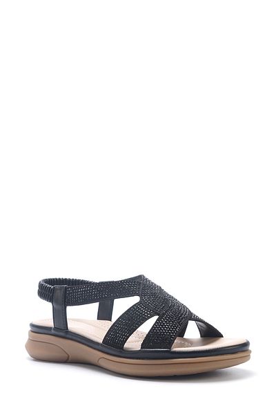 İnci INCI KORI 5FX Schwarze flache Damensandalen