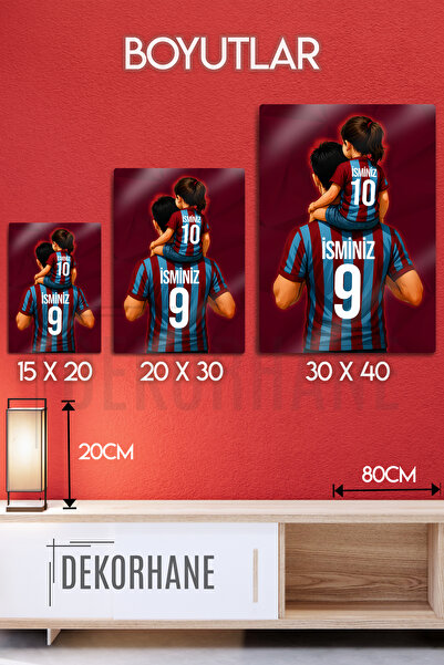 DekorHane Metal Baskı - Kişiye Özel, Baba Kız Çocuk, Spor Tablosu