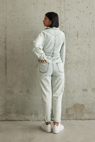MODAVERA Snow Wash Blue Denim Jumpsuit